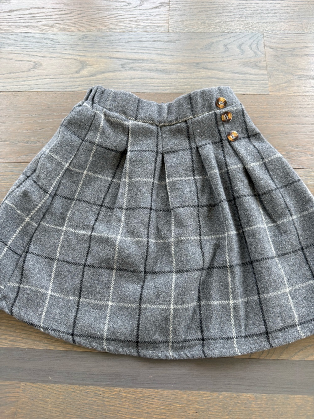 Girls' Gray Plaid Pleated Skirt